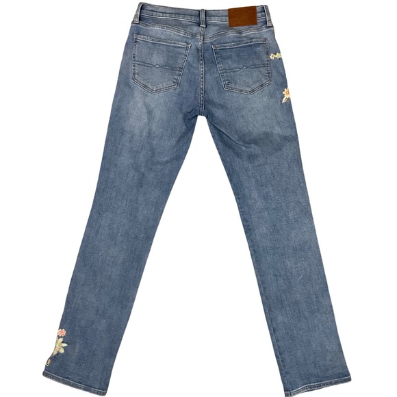 Lucky Brand Sweet Mid‎ Rise Straight Jeans 4/27R Floral Embroidered Boho - Picture 5 of 15